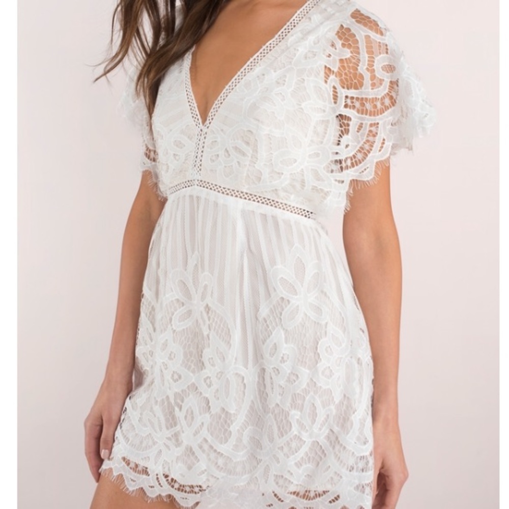 White lace mini dress